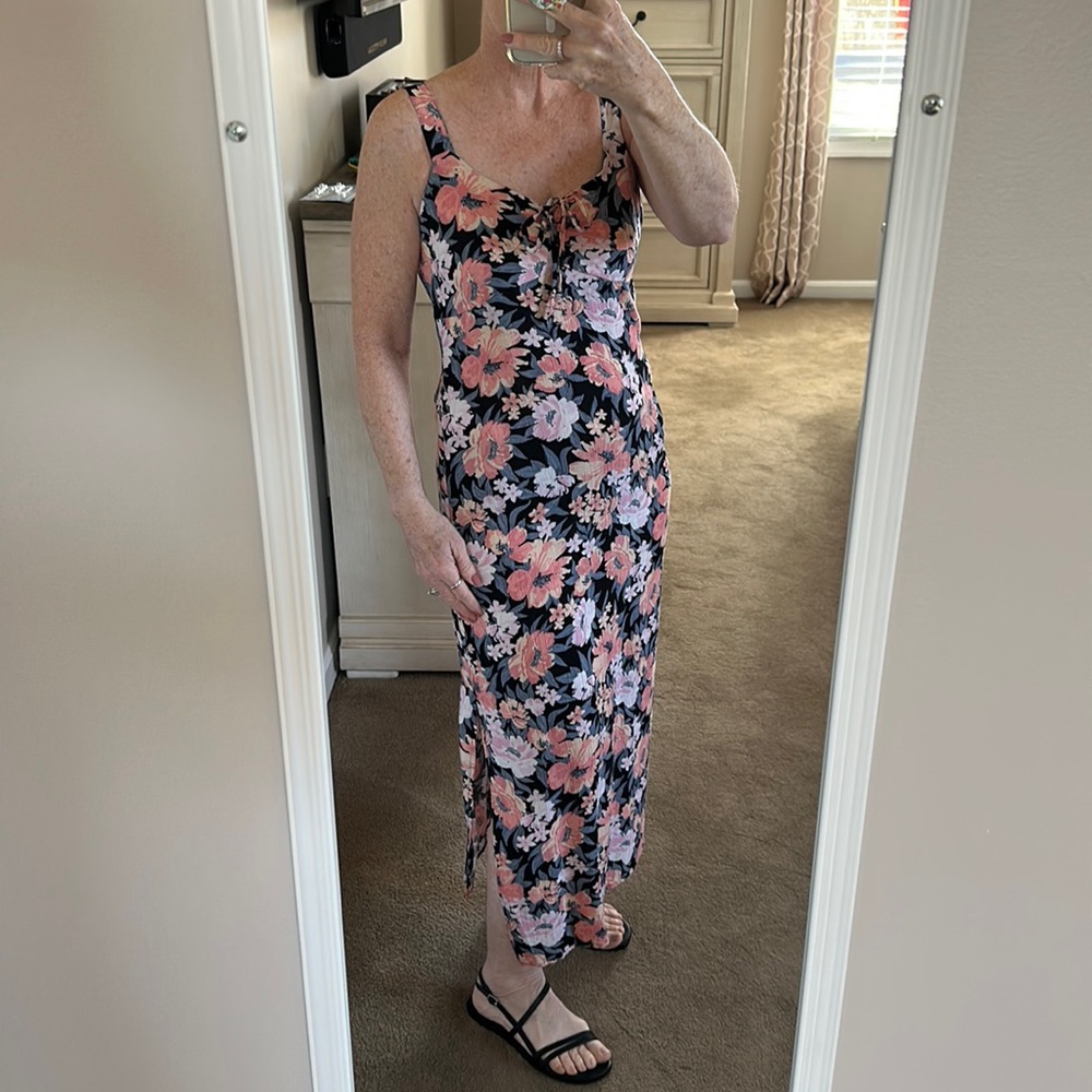Sonoma Floral Maxi Tank Dress with Side Slit